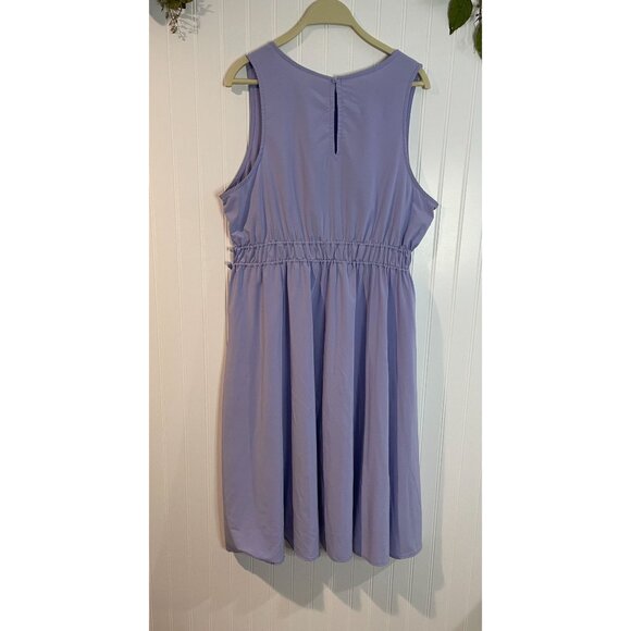 Zella Lavender Sleeveless Midi Dress With Cinched Waist & Pockets Size Large - Picture 2 of 11